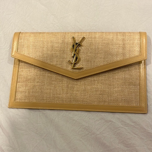 Saint Laurent Handbags - YSL UPTOWN POUCH IN MICRO RAFFIA